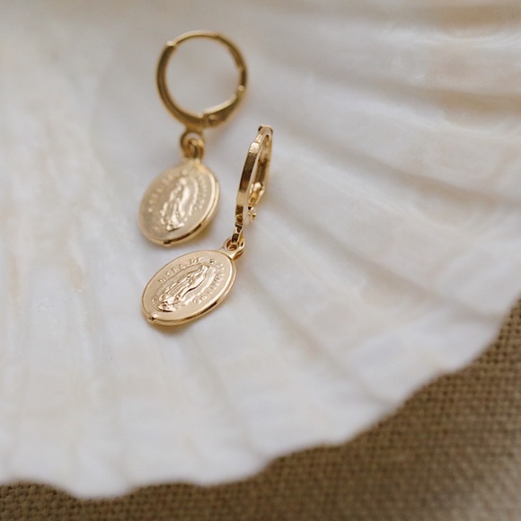 Petite Virgin Mary Earrings | 18k Gold Filled - Picture 4 of 7